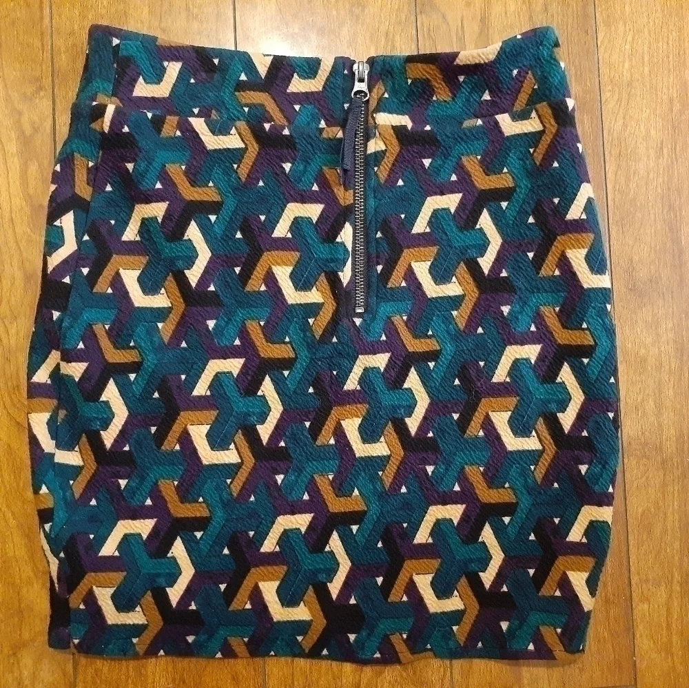 Anthropologie Mauve Geometric Print Skirt Size XS
